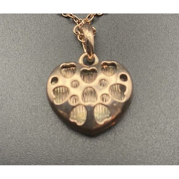 Pave Rhinestone Heart Necklace Pendant Gold Tone  Reversible Cable Chain 17 + 3" - Picture 3 of 6